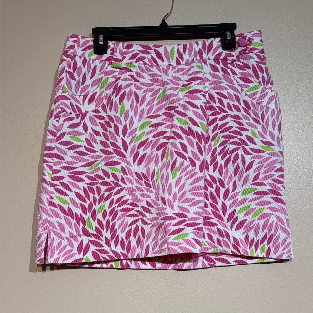 EP Pro Pink and Green Leaf Pattern Mini Skirt